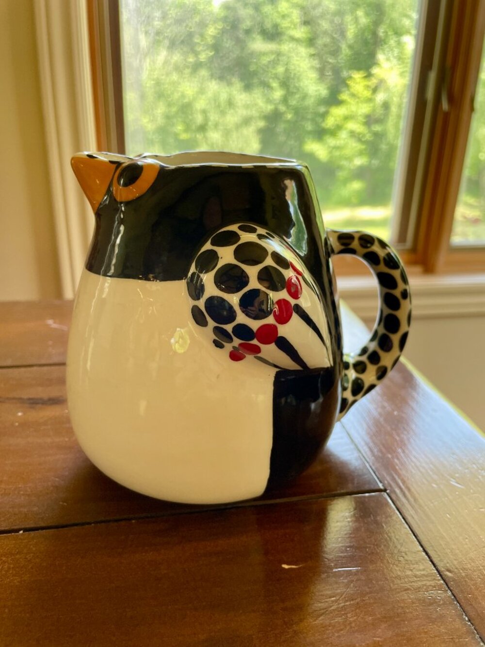 Handmade Signed Painted Ceramic Pitcher, "Penguin," By Alison Palmer